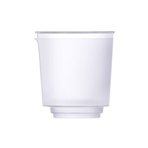 Transluzenter Ersatz-Einfülltank für eine Lotus Vita Wasserfilter-Karaffe, freigestellt auf weißem Hintergrund.